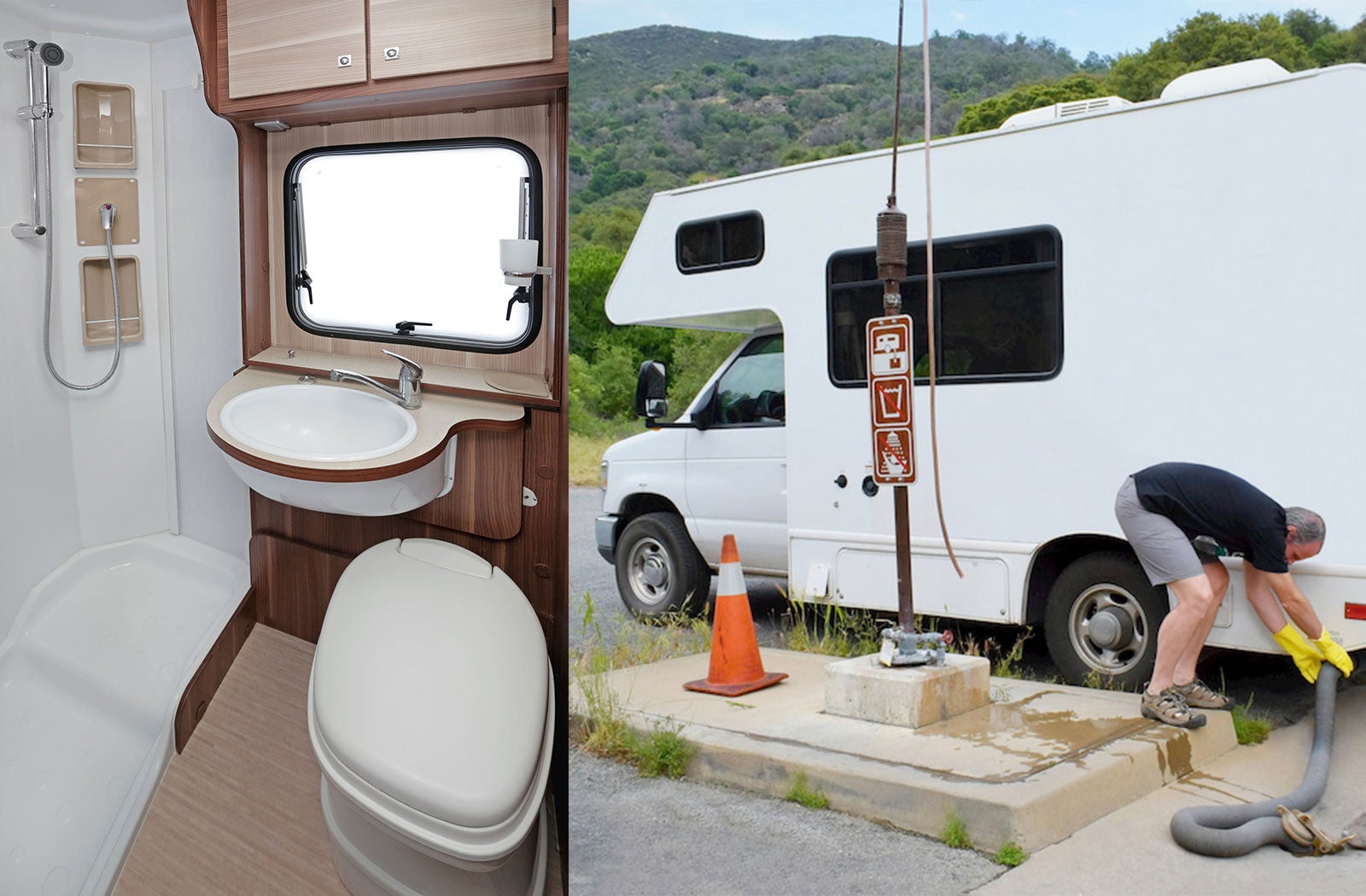 Portable RV/camper toilet and holding tank setup in Brookfield, Wisconsin
