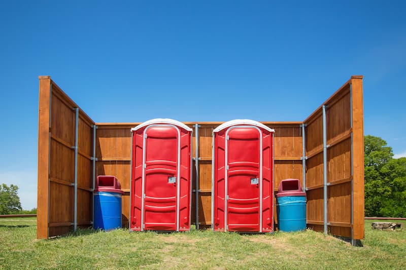 Short-term porta potty units staged for delivery in Brookfield, Wisconsin